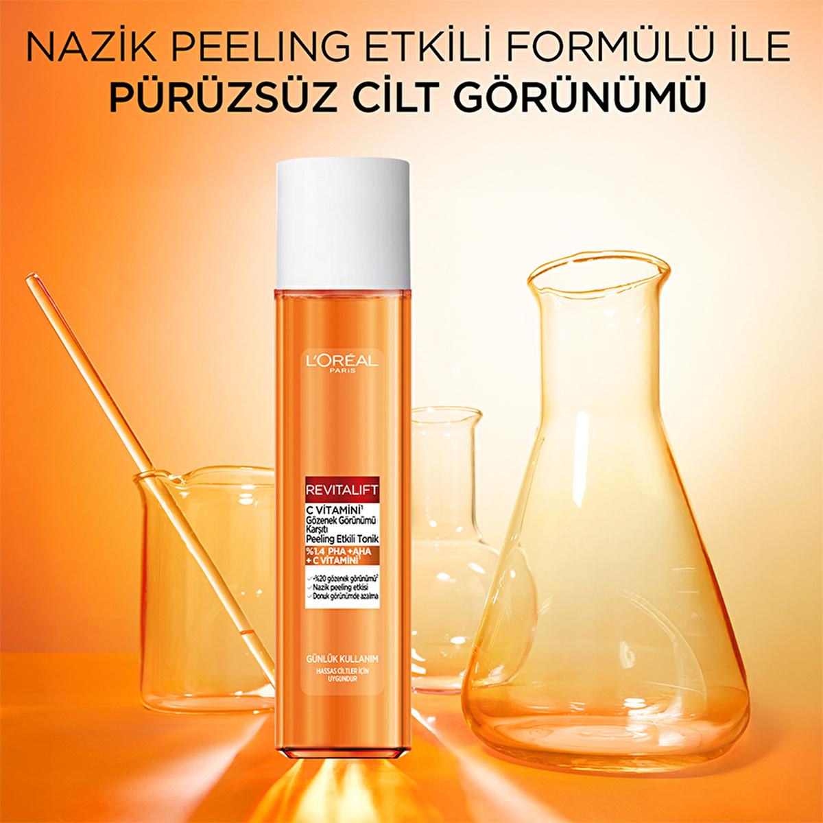 L'Oreal Paris Revitalift Vitamin C Toner: Exfoliating PHA AHA, Brightens Dull Skin & Minimizes Pores - Gentle & Effective