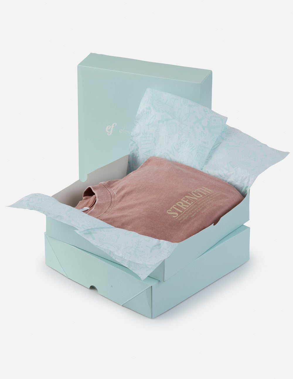 Elevated Faith Apparel Gift Packaging — lifestyle context