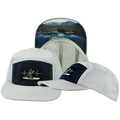 The Heartbeat Brand Paddle Board Hat - 5 Panel - Gray / Navy - Laser Mesh — main product shot