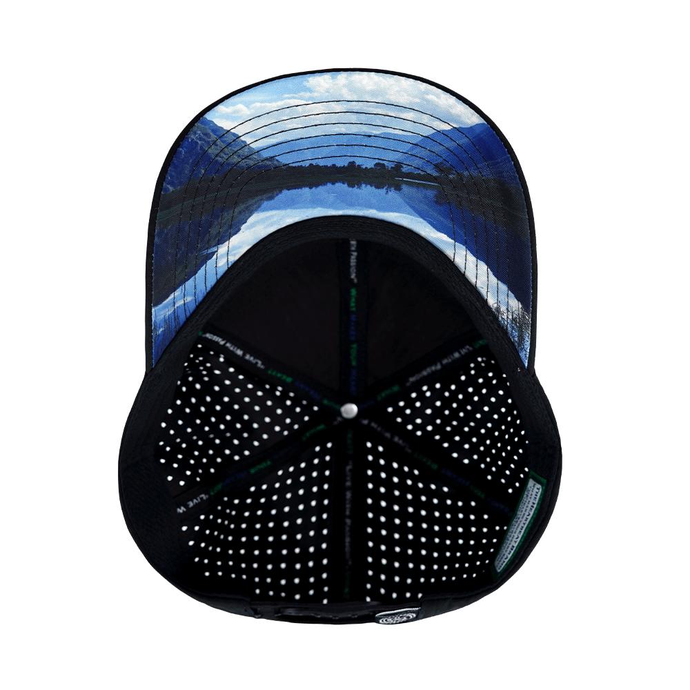 The Heartbeat Brand Paddle Board Hat - Baseball Hat Fit - Cork - Black - Laser Mesh — alternative angle
