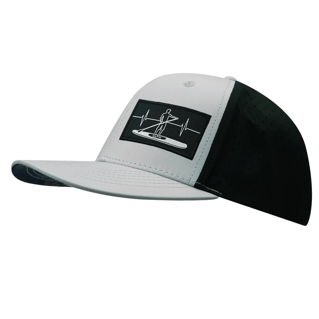 The Heartbeat Brand Paddle Board Hat - Baseball Hat Fit - Gray / Black - Laser Mesh — side view