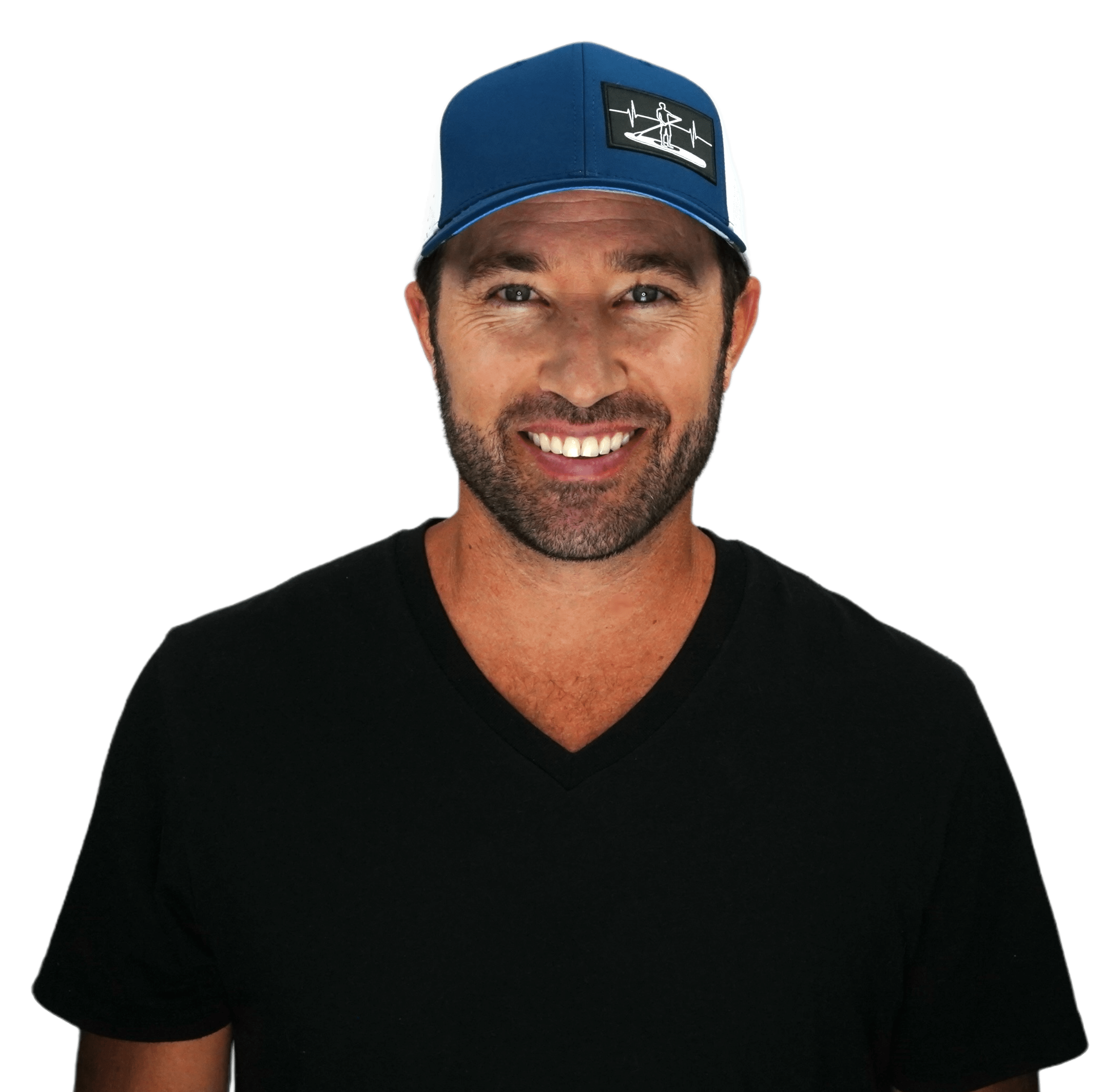 The Heartbeat Brand Paddle Board Hat - Baseball Hat Fit - Navy / Gray - Laser Mesh — detail close-up