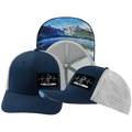 The Heartbeat Brand Paddle Board Hat - Baseball Hat Fit - Navy / Gray - Laser Mesh — main product shot