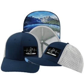Paddle Board Hat - Baseball Hat Fit - Navy / Gray - Laser Mesh