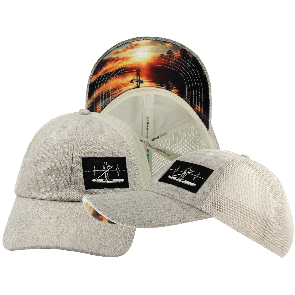 The Heartbeat Brand Paddle Board Hat - Dad Hat - Sand Hemp / Sand - Soft Trucker Mesh — main product shot