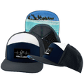 The Heartbeat Brand Paddle Board Hat - Flat Bill - Charcoal / Navy / White - Laser Mesh — main product shot