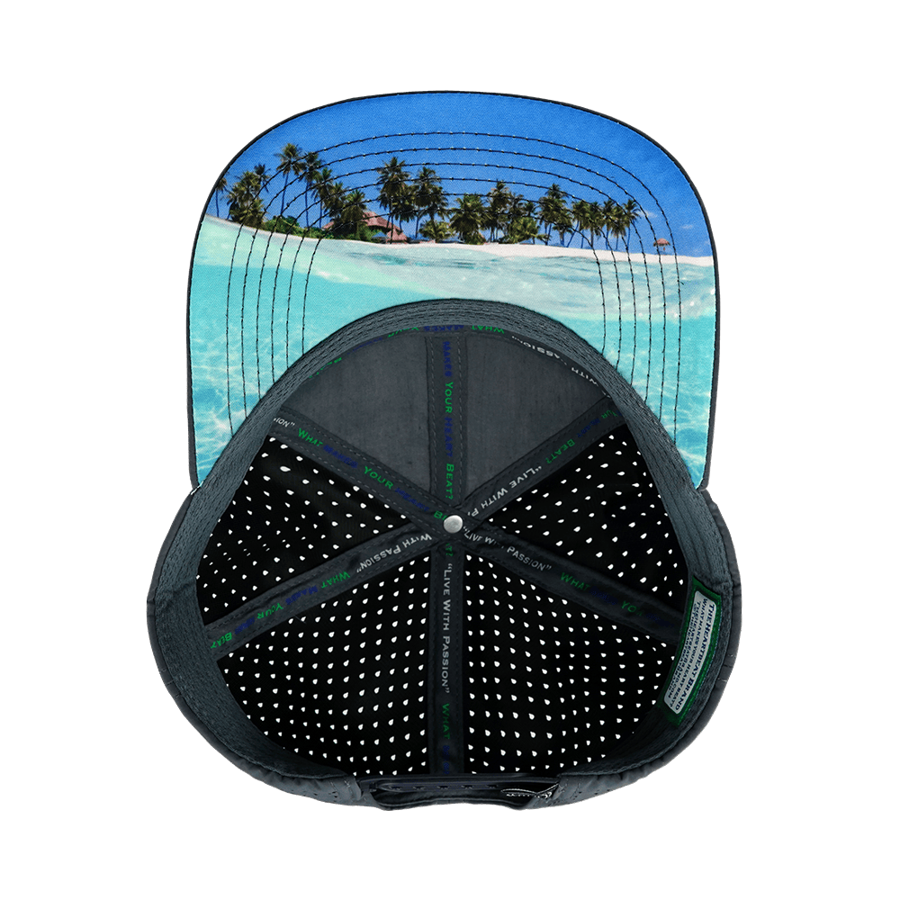 The Heartbeat Brand Paddle Board Hat - Flat Bill - Charcoal / Navy / White - Laser Mesh — alternative angle
