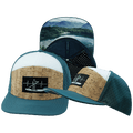 The Heartbeat Brand Paddle Board Hat - Flat Bill - Cork - Dark Teal / White - Laser Mesh — main product shot
