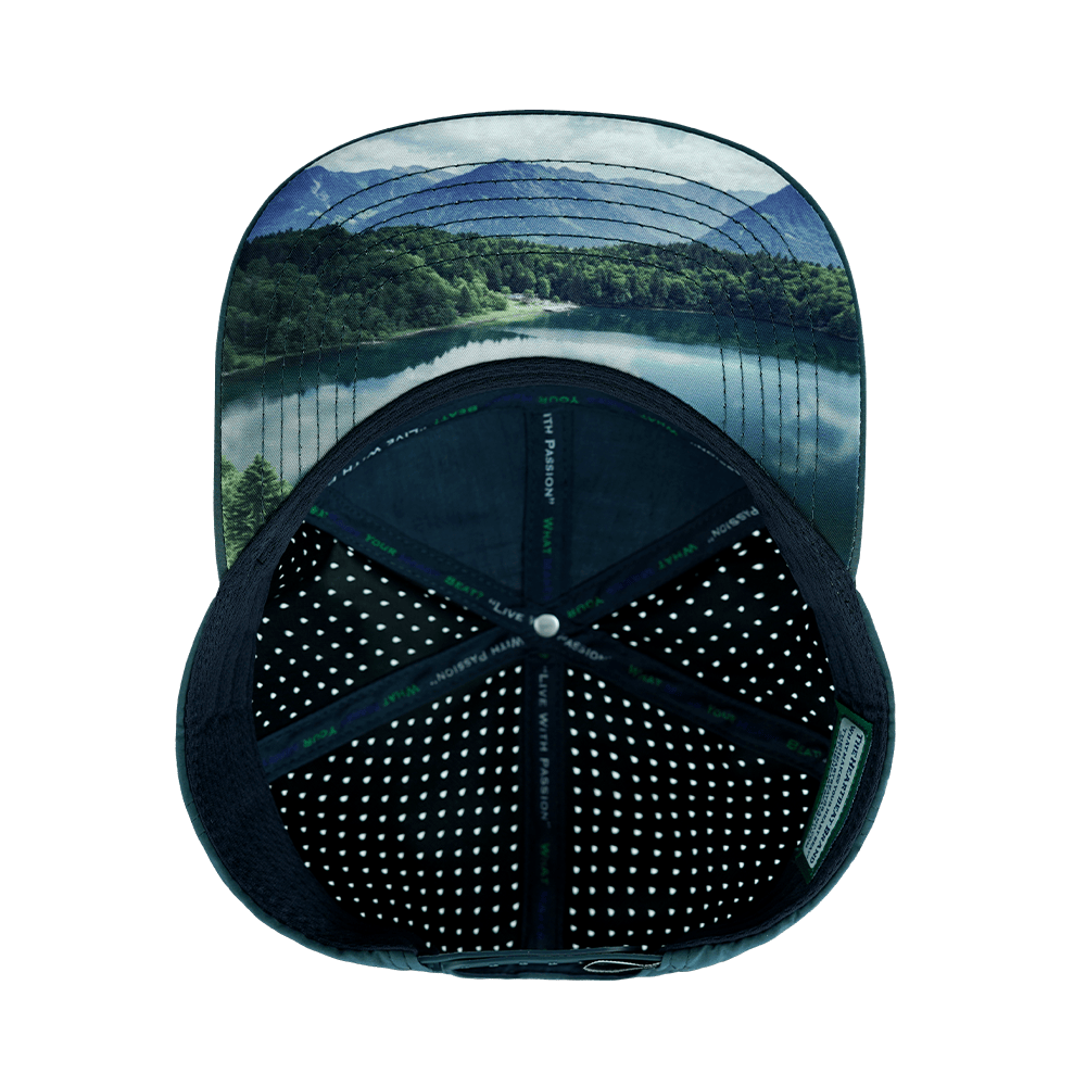 The Heartbeat Brand Paddle Board Hat - Flat Bill - Cork - Dark Teal / White - Laser Mesh — alternative angle