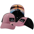 The Heartbeat Brand Paddle Board Hat - Low Profile - Ponytail - Dusty Pink / Black - Laser Mesh — main product shot