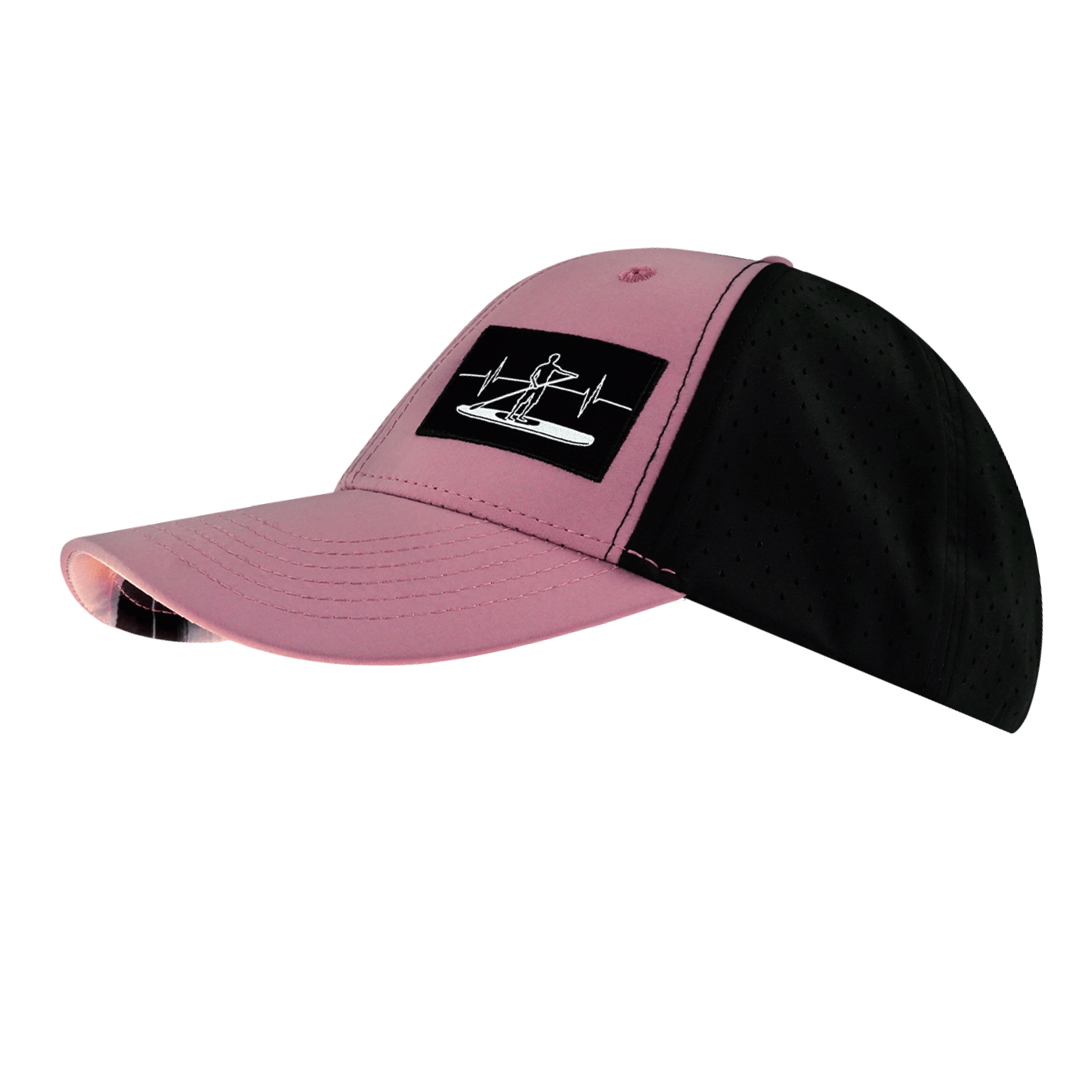 The Heartbeat Brand Paddle Board Hat - Low Profile - Ponytail - Dusty Pink / Black - Laser Mesh — lifestyle context