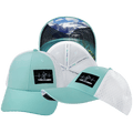 The Heartbeat Brand Paddle Board Hat - Low Profile - Ponytail - Mint / White - Laser Mesh — main product shot