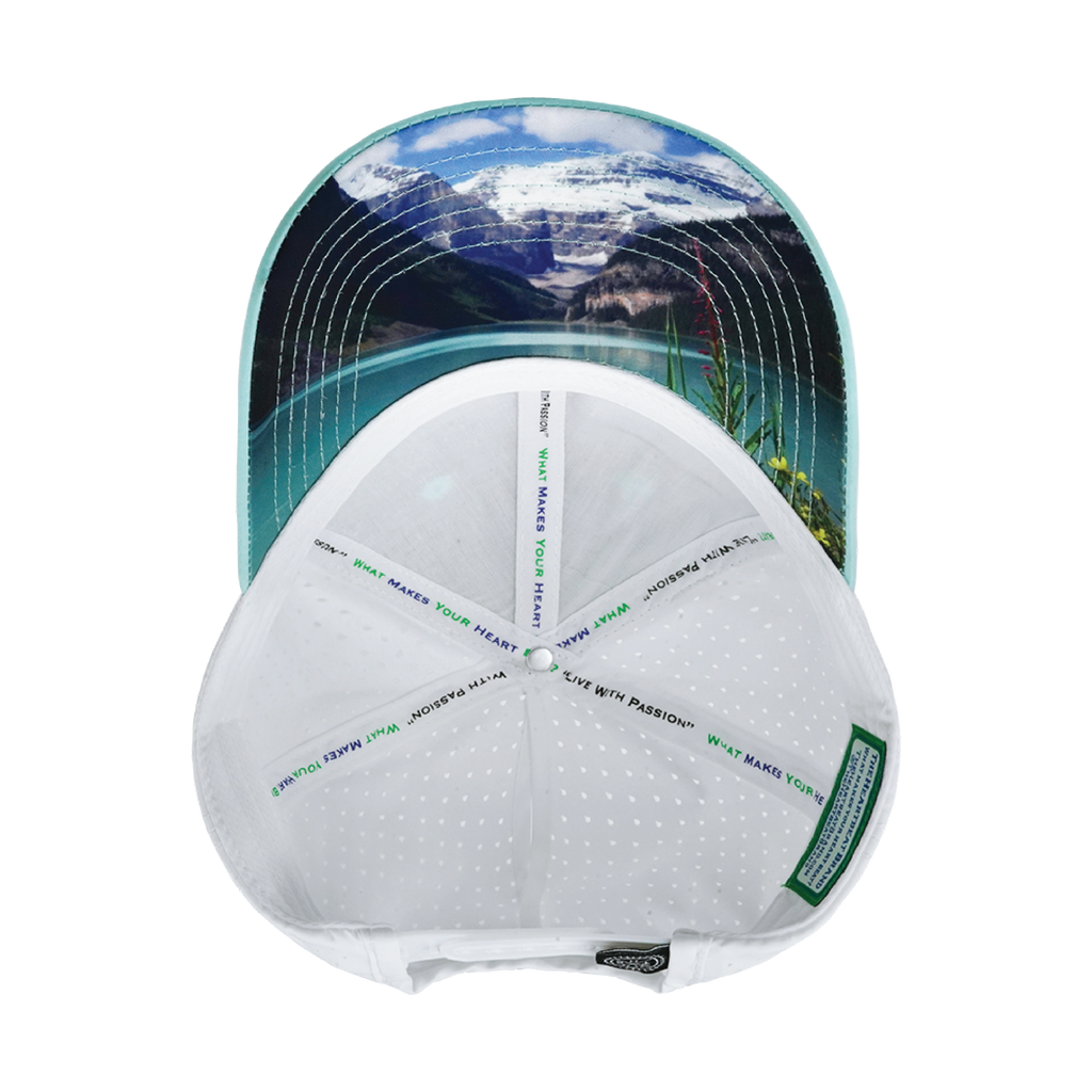 The Heartbeat Brand Paddle Board Hat - Low Profile - Ponytail - Mint / White - Laser Mesh — back view
