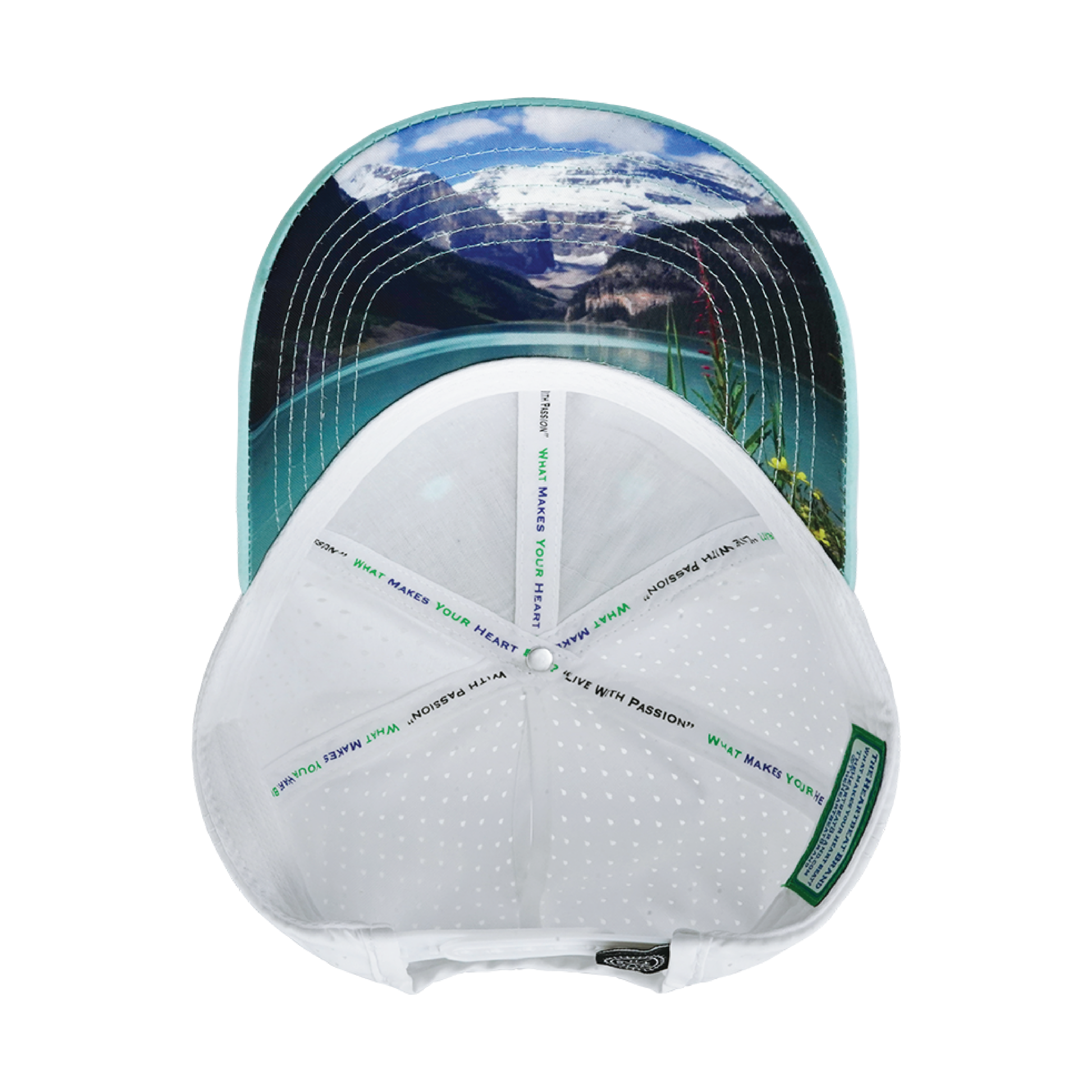 The Heartbeat Brand Paddle Board Hat - Low Profile - Ponytail - Mint / White - Laser Mesh — back view