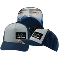 The Heartbeat Brand Paddle Board Hat - Trucker Hat - Dark Blue / Gray Blue - Laser Mesh — main product shot