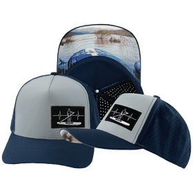 Paddle Board Hat - Trucker Hat - Dark Blue / Gray Blue - Laser Mesh