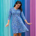Princess Awesome & Boy Wonder Adult "Ancient Imprint" Paleo Paisley V-Neck A-Line Dress with Sleeves and Pockets — main product shot