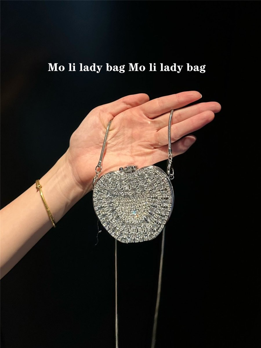 Mariam's Collection ‌Palm-Sized Diamond Mini Clutch Silver Glamour Gala Bag (MAC281) — detail shot 9