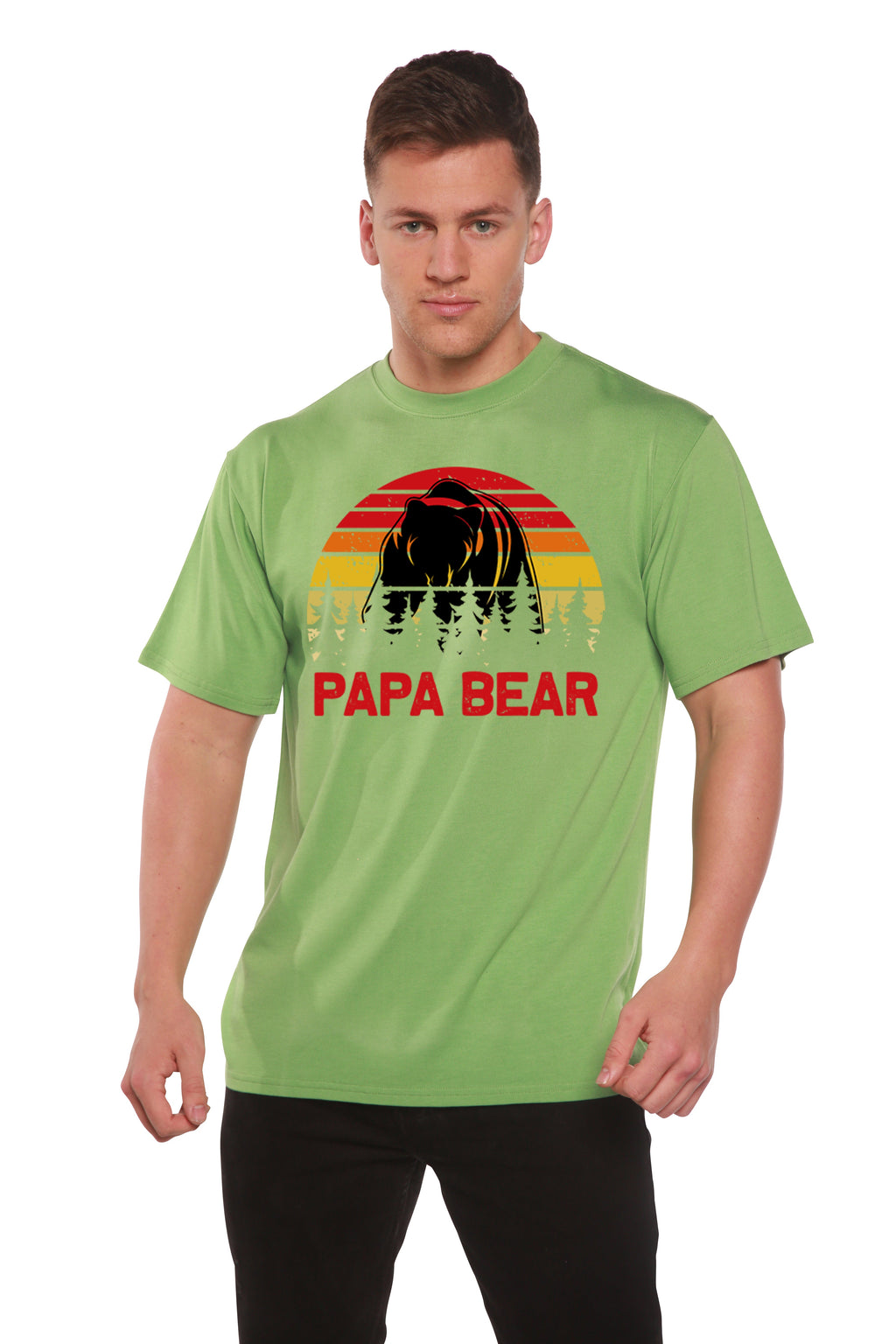 Spun Bamboo Papa Bear Men's Bamboo Viscose/Organic Cotton Short Sleeve Graphic T-Shirt — in-use photo