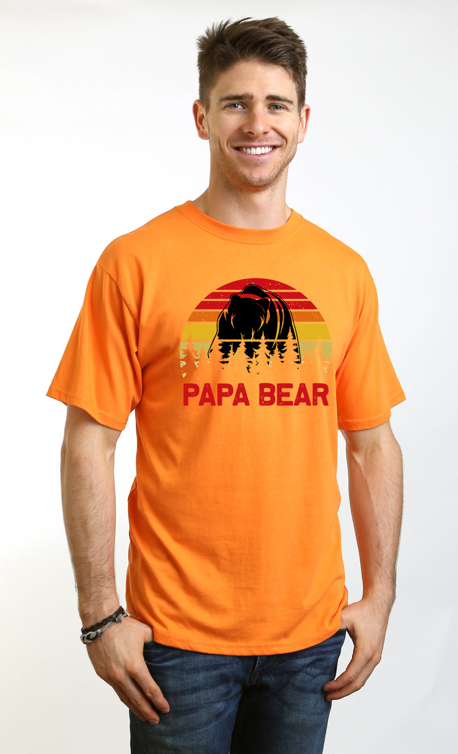 Spun Bamboo Papa Bear Men's Bamboo Viscose/Organic Cotton Short Sleeve Graphic T-Shirt — product on model