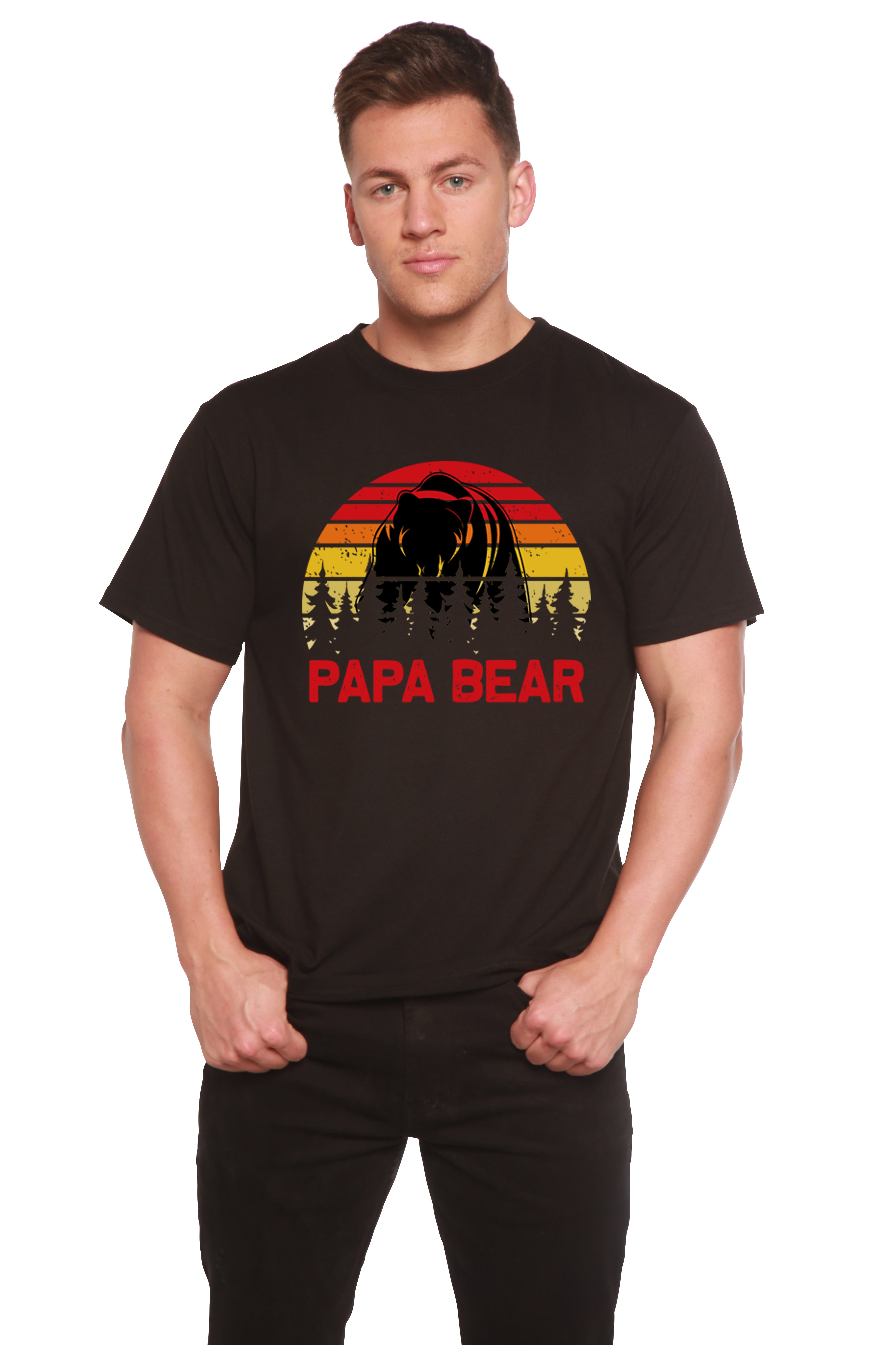 Spun Bamboo Papa Bear Men's Bamboo Viscose/Organic Cotton Short Sleeve Graphic T-Shirt — back view