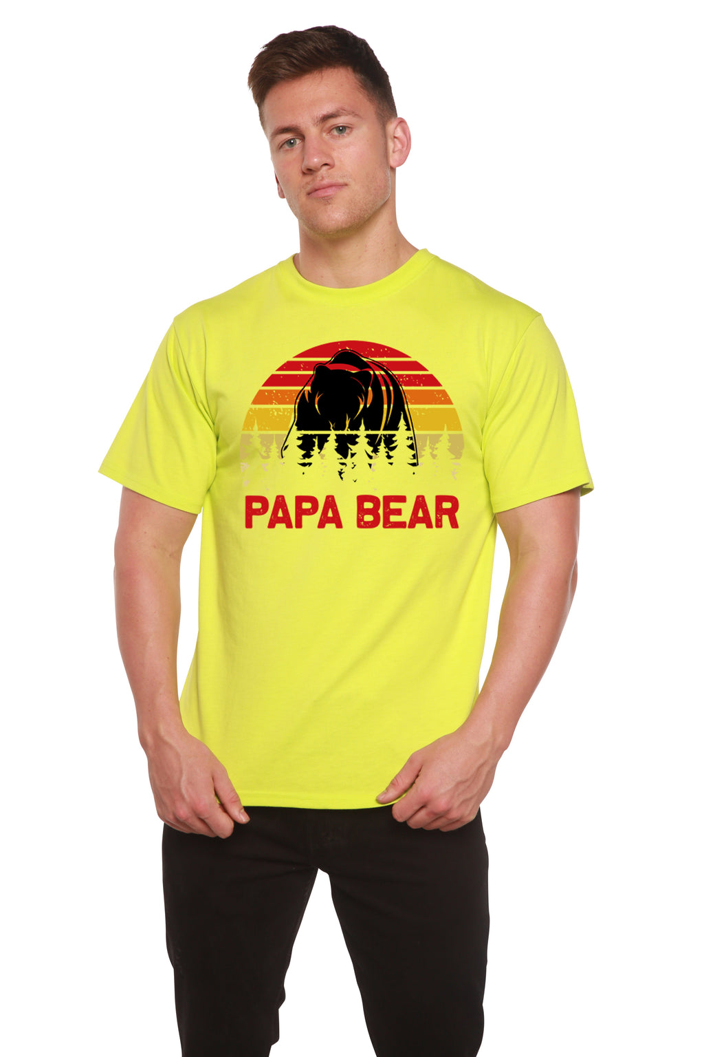Spun Bamboo Papa Bear Men's Bamboo Viscose/Organic Cotton Short Sleeve Graphic T-Shirt — color detail