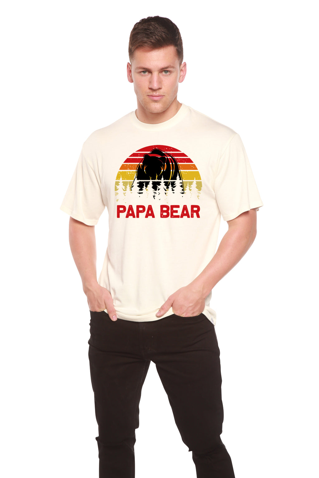 Spun Bamboo Papa Bear Men's Bamboo Viscose/Organic Cotton Short Sleeve Graphic T-Shirt — packaging