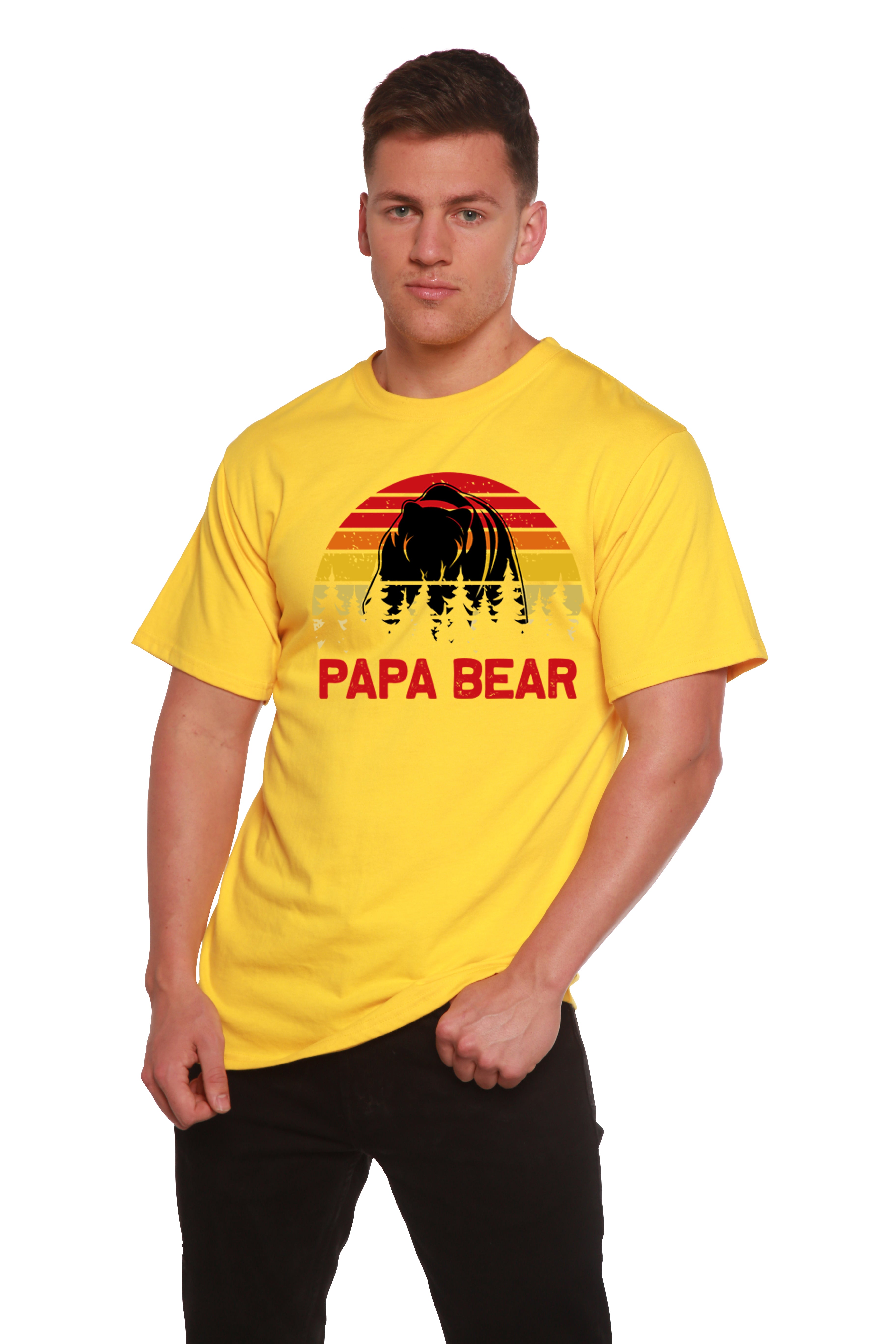 Spun Bamboo Papa Bear Men's Bamboo Viscose/Organic Cotton Short Sleeve Graphic T-Shirt — size reference
