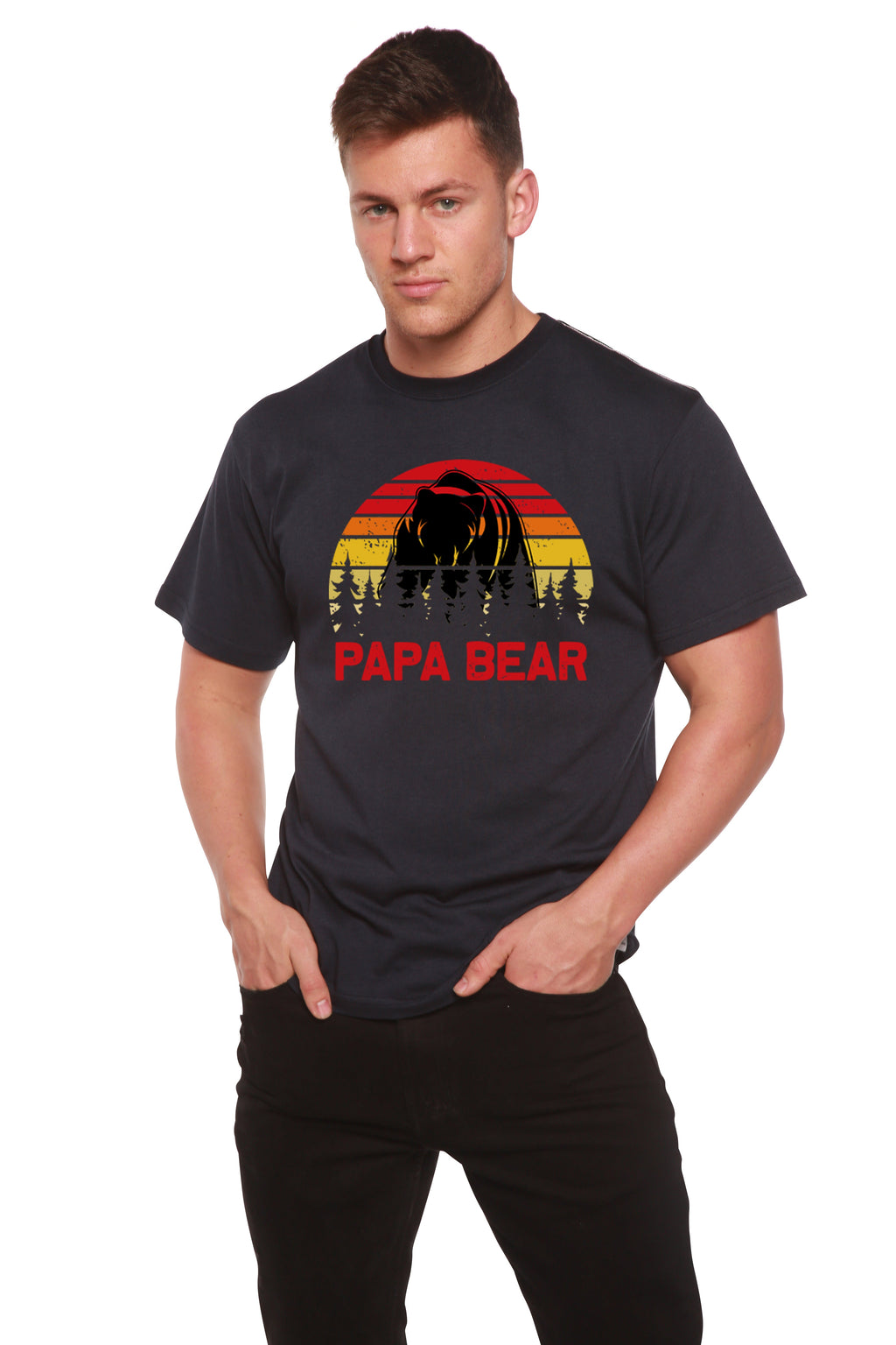 Spun Bamboo Papa Bear Men's Bamboo Viscose/Organic Cotton Short Sleeve Graphic T-Shirt — comparison shot