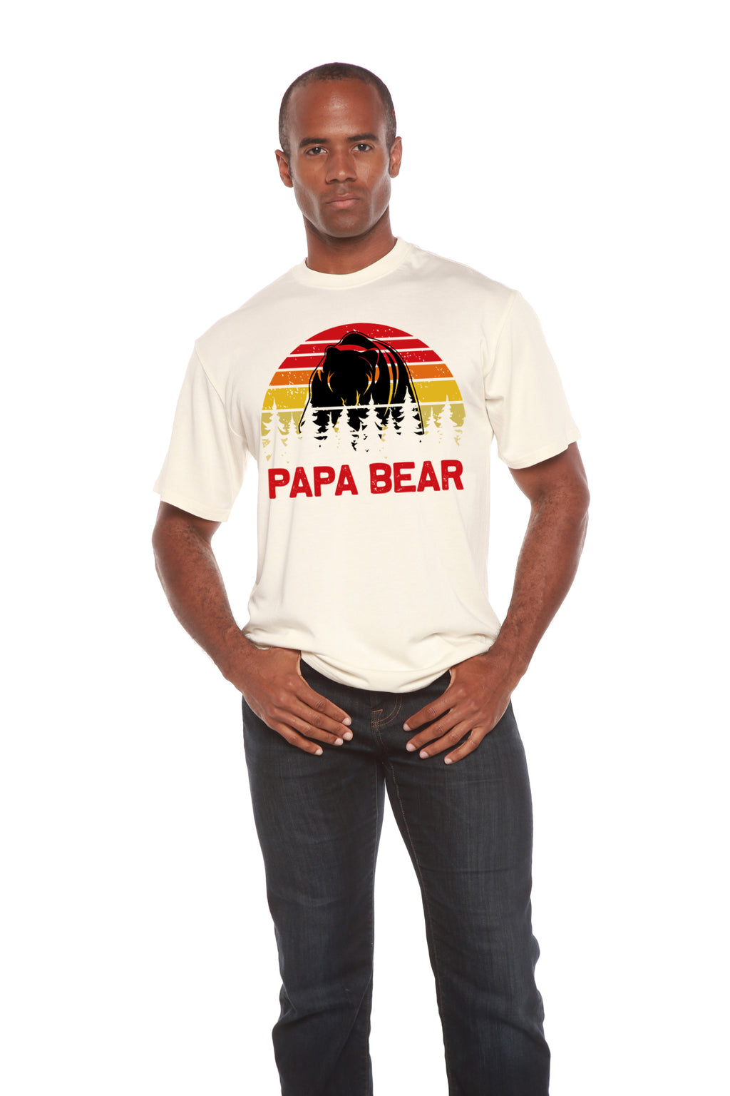 Spun Bamboo Papa Bear Men's Bamboo Viscose/Organic Cotton Short Sleeve Graphic T-Shirt — alternative angle