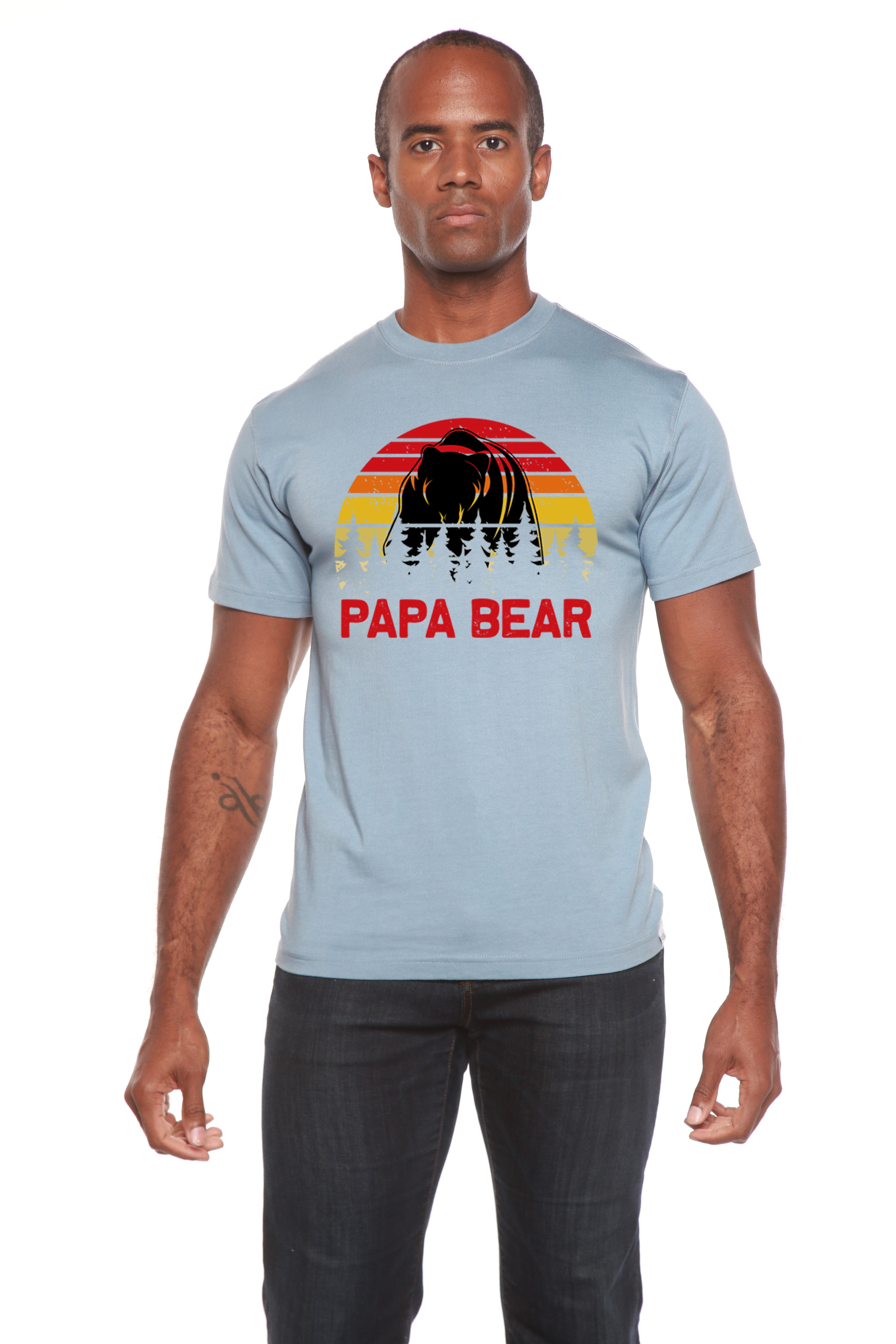 Spun Bamboo Papa Bear Men's Bamboo Viscose/Organic Cotton Short Sleeve Graphic T-Shirt — fabric or material detail