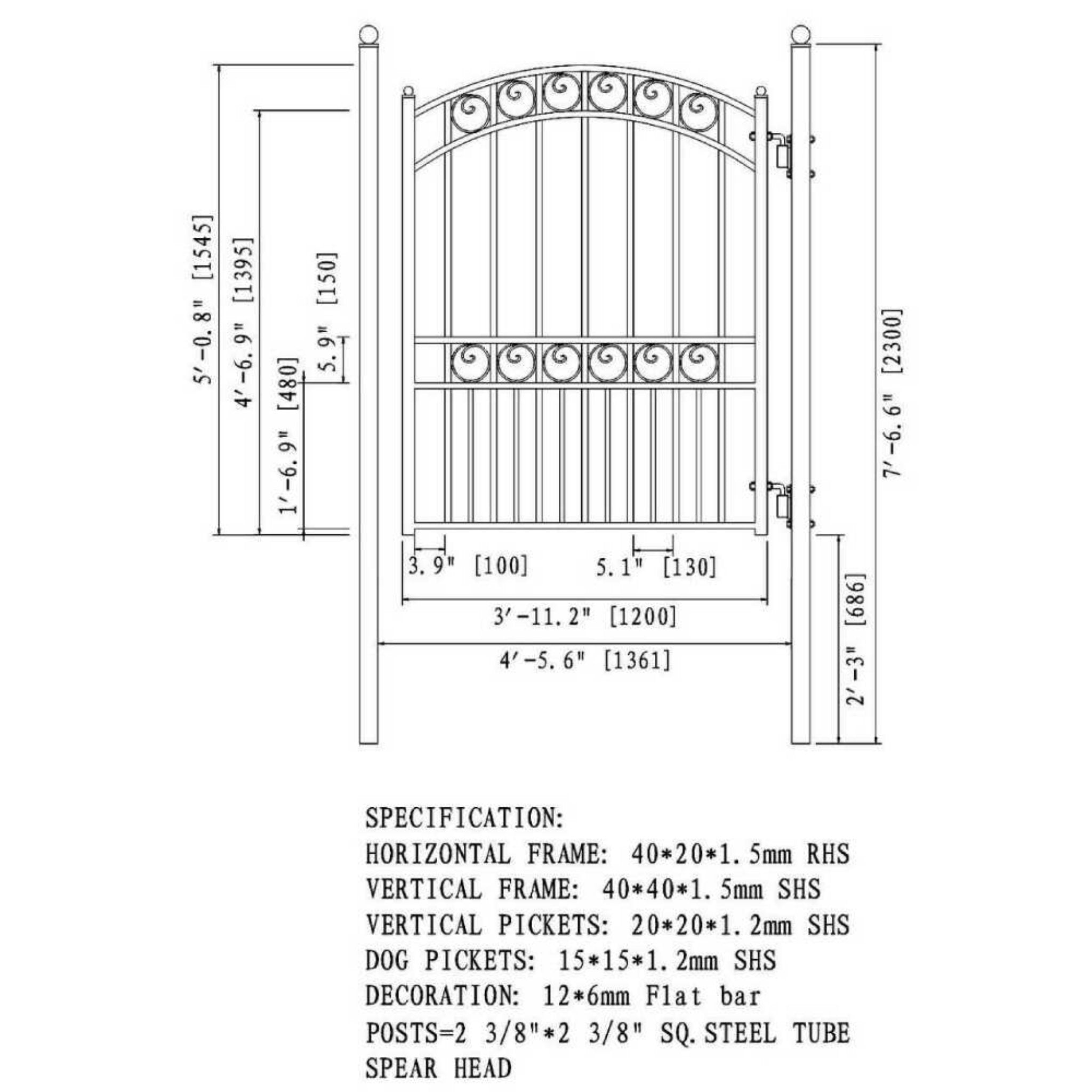 5FT Heavy-Duty Paris Powder-Coated Galvanized Steel Pedestrian Gate (SAK14563) – SAKSBY WHOLESALE, view 5