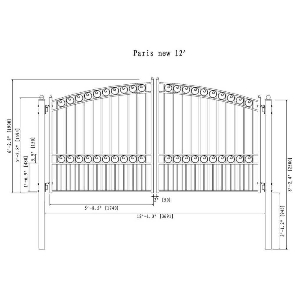 [12-18FT] Heavy-Duty Paris-Style Steel Premium Dual-Swing Driveway Gate (SAK97031) – SAKSBY WHOLESALE, view 7