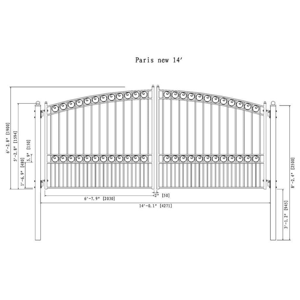 [12-18FT] Heavy-Duty Paris-Style Steel Premium Dual-Swing Driveway Gate (SAK97031) – SAKSBY WHOLESALE, view 8
