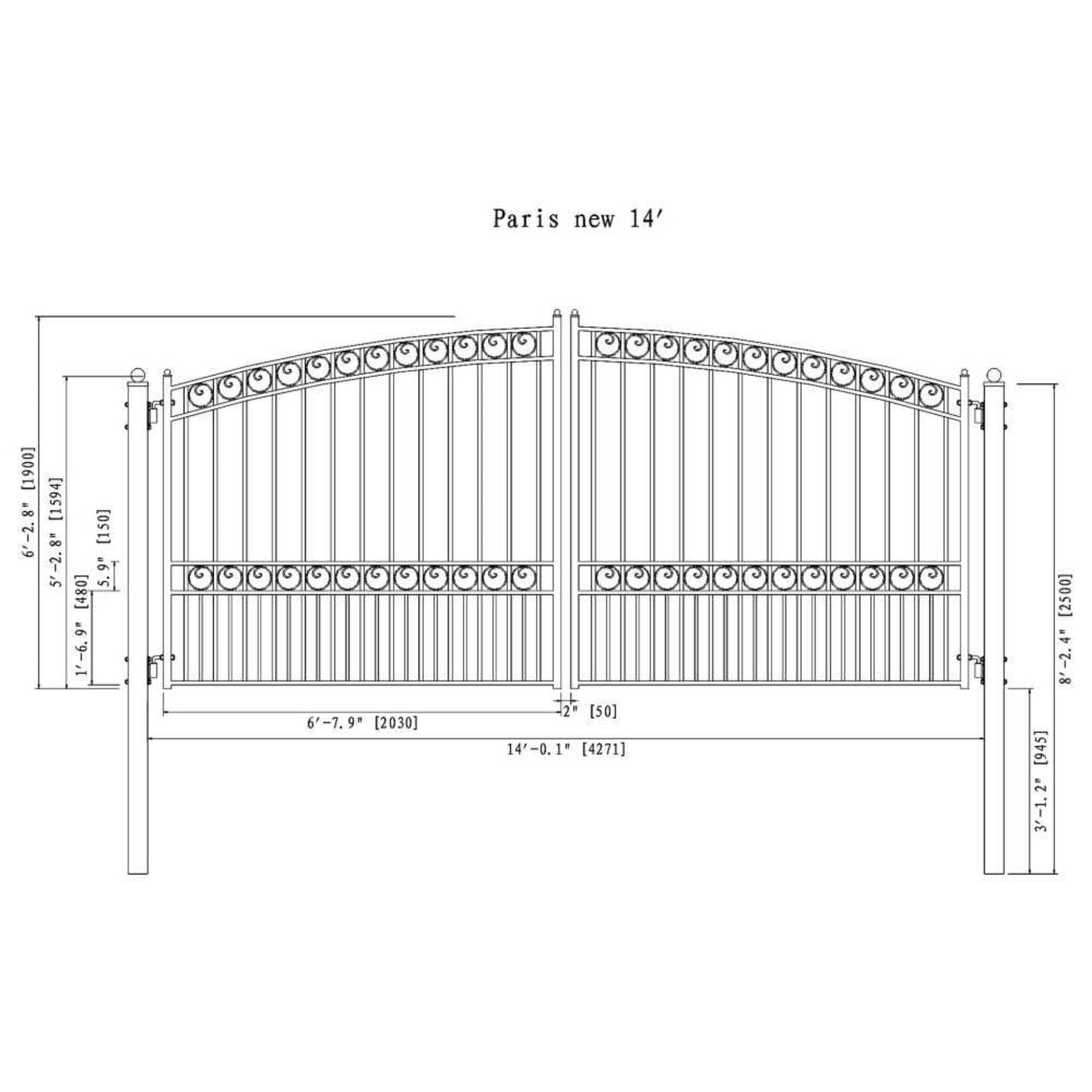 [12-18FT] Heavy-Duty Paris-Style Steel Premium Dual-Swing Driveway Gate (SAK97031) – SAKSBY WHOLESALE, view 8