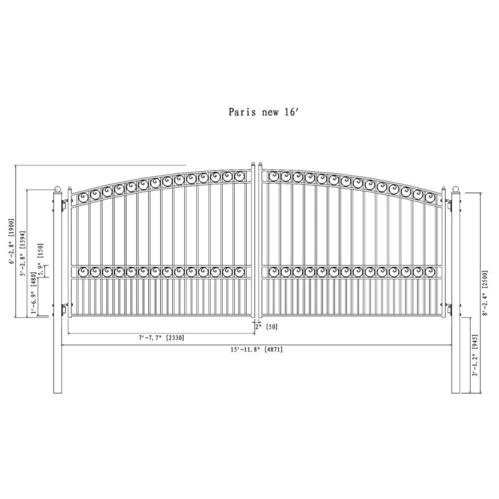 [12-18FT] Heavy-Duty Paris-Style Steel Premium Dual-Swing Driveway Gate (SAK97031) – SAKSBY WHOLESALE, view 9