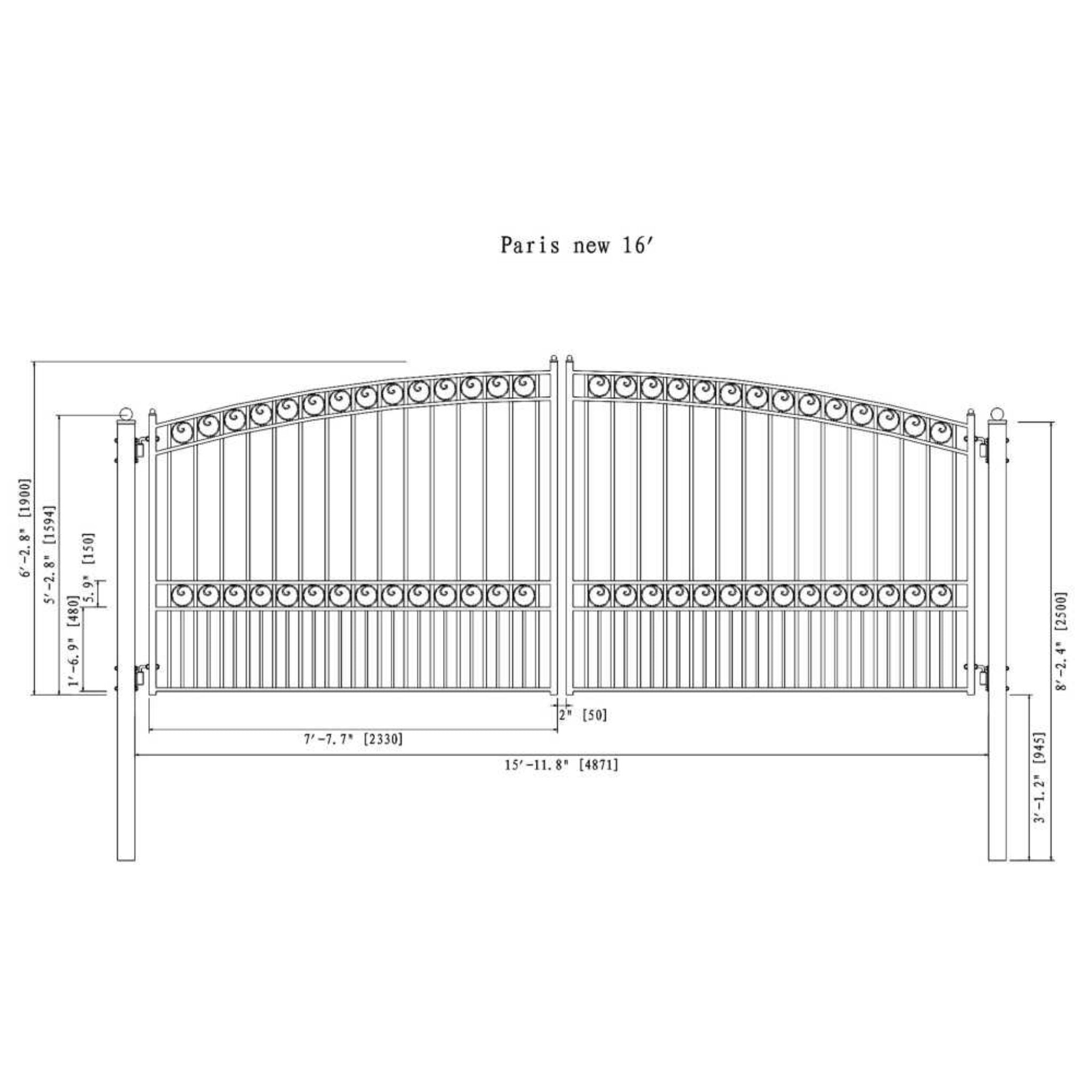 [12-18FT] Heavy-Duty Paris-Style Steel Premium Dual-Swing Driveway Gate (SAK97031) – SAKSBY WHOLESALE, view 9