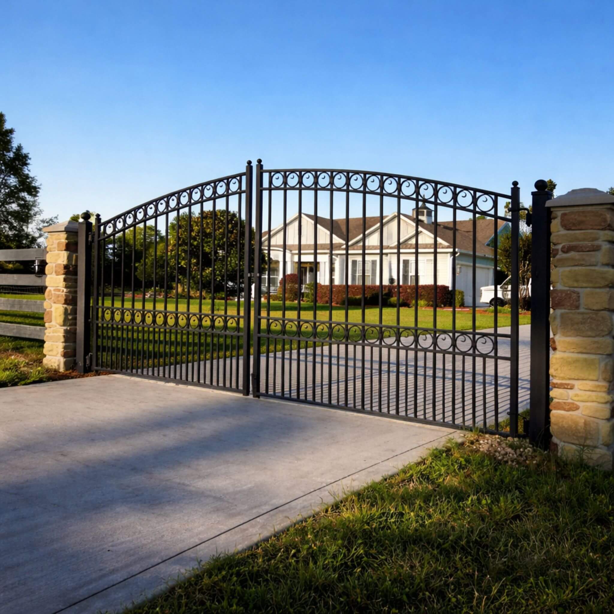 [12-18FT] Heavy-Duty Paris-Style Steel Premium Dual-Swing Driveway Gate (SAK97031) – SAKSBY WHOLESALE, view 6