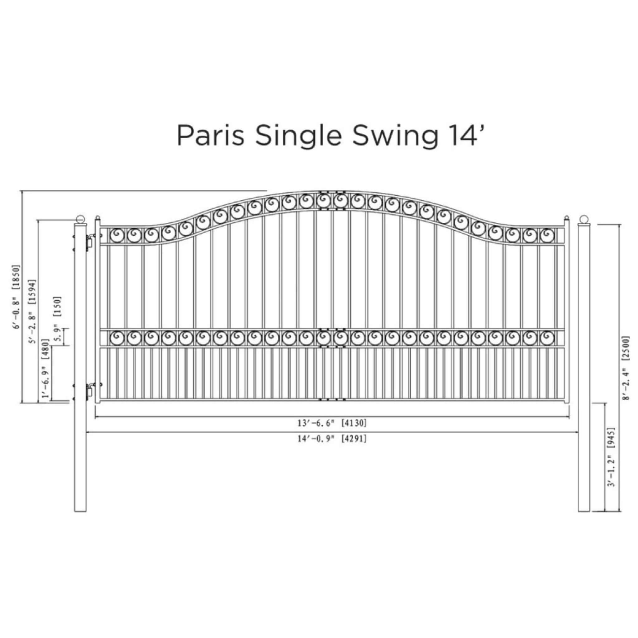 [12-18FT] Heavy-Duty Paris-Style Galvanized Steel Single-Swing Driveway Gate (SAK78643) – SAKSBY WHOLESALE, view 10