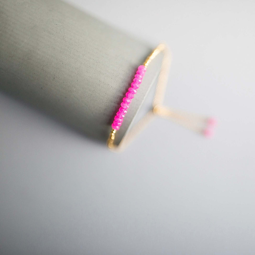 PARKEN JEWELRY Hot Pink Chalcedony Adjustable Stacking Bracelet — main product shot