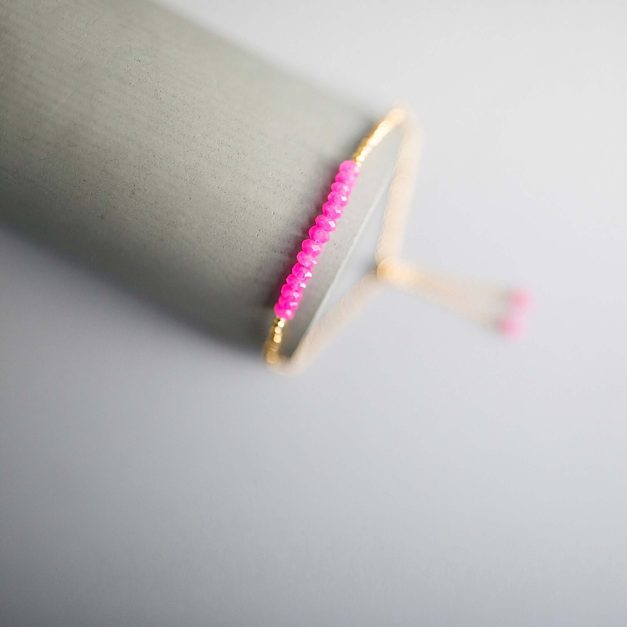PARKEN JEWELRY Hot Pink Chalcedony Adjustable Stacking Bracelet — main product shot