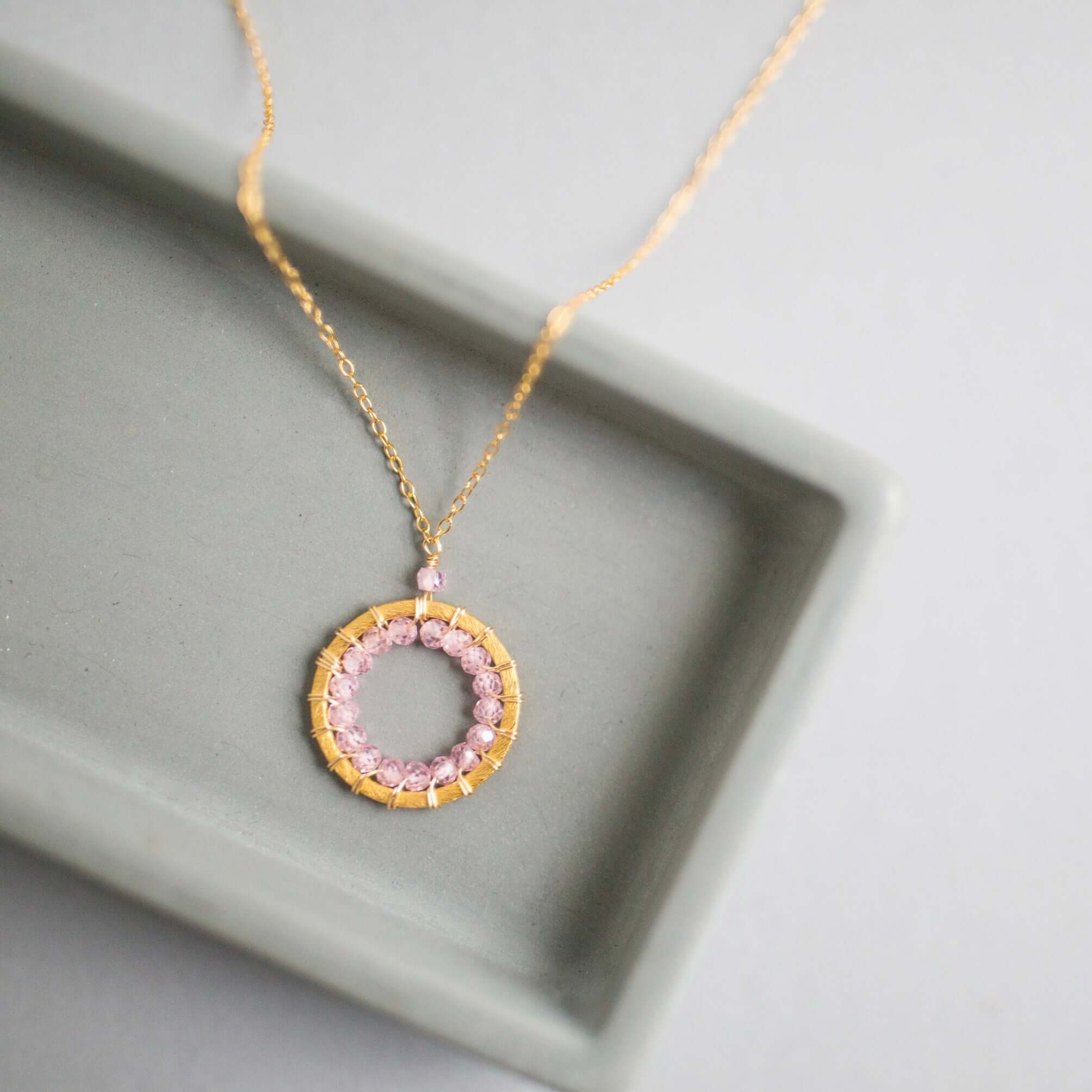 PARKEN JEWELRY PARKEN JEWELRY Rose Quartz Halo Mini Gold Pendant — main product shot