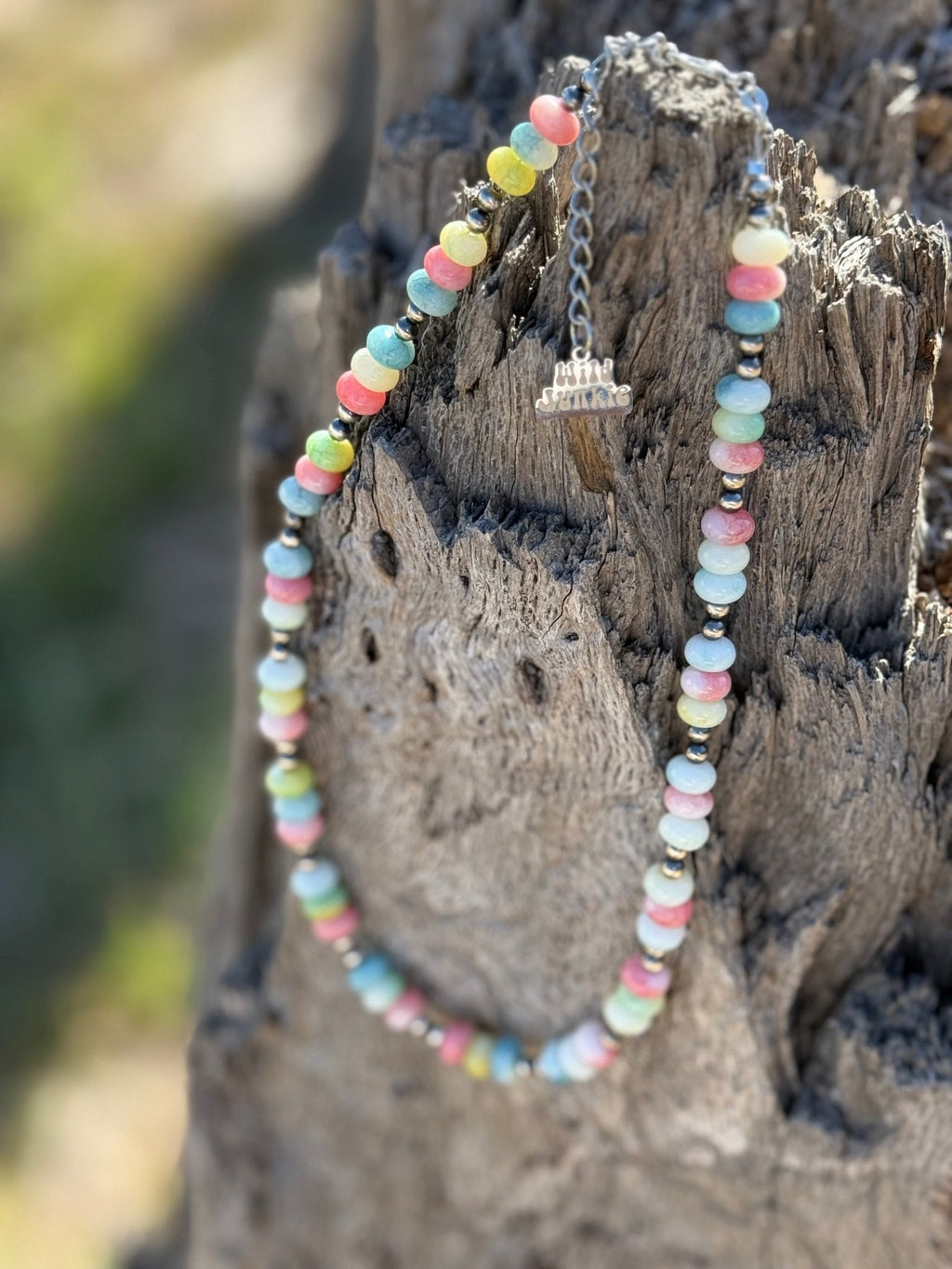 Wild Junkie Pastel Opal Beaded Choker Necklace — detail close-up