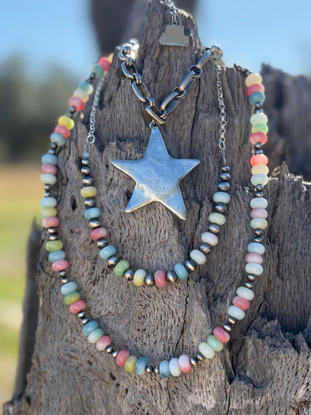 Wild Junkie Spring Pastel Opal Chain Necklace — detail close-up