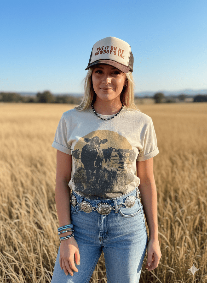 Wild Junkie Pasture Sunset Graphic Tee — construction detail
