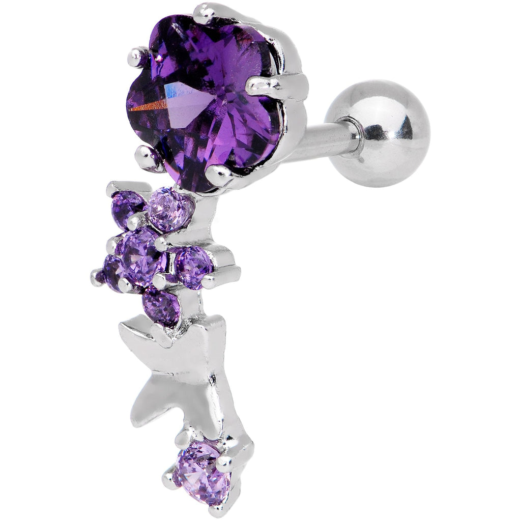 BodyCandy 1/4 Purple Gem Cascade Right Cartilage Earring — main product shot