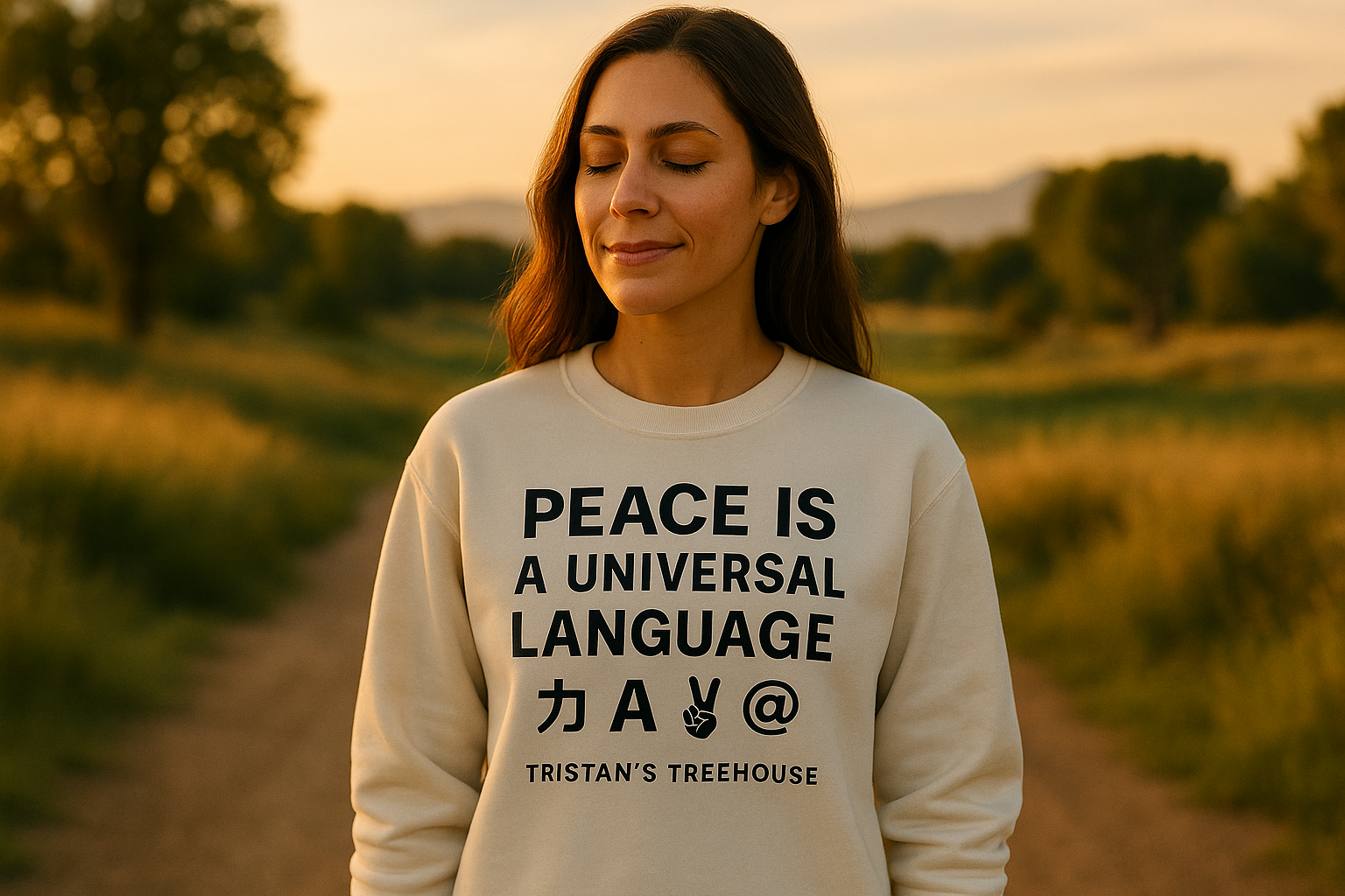 Tristan’s Treehouse Peace is a Universal Language – Long Sleeve — main product shot