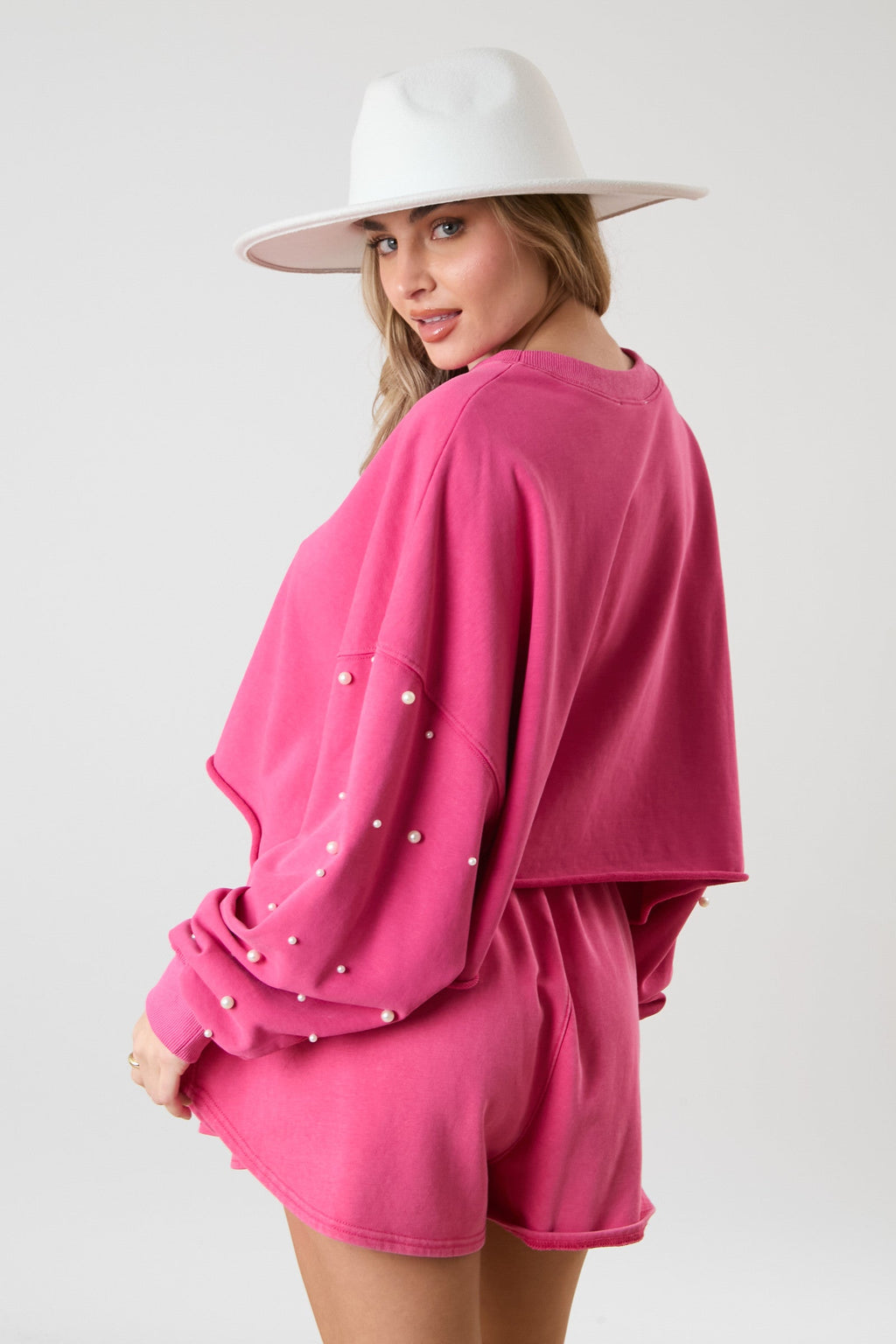 Pretty Little Patriot Pretty Little Patriot Pink Crop Pearl Set — Pink detail