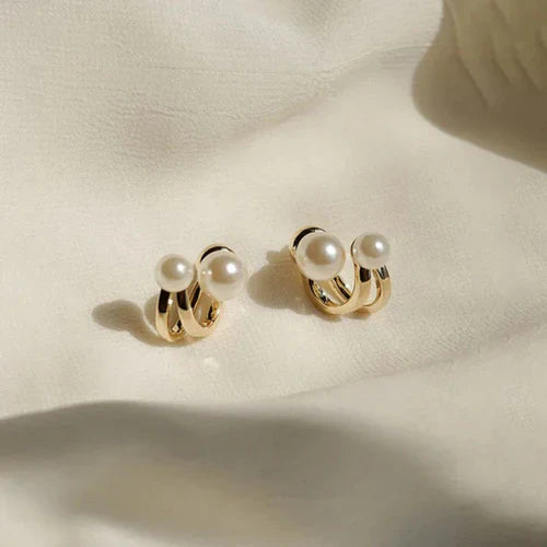 SORI STYLE Double Pearl Stud Earring - Sori Style — alternative angle
