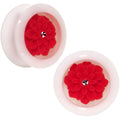 BodyCandy White Acrylic Red Marigold Insert Saddle Plug Set Available in Sizes 12mm to 26mm — main product shot